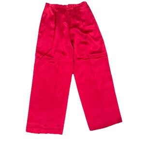 Silk Pants Lined Wide Leg Palazzo Jenni Max Red Women's 14 NWT Holiday Cocktail